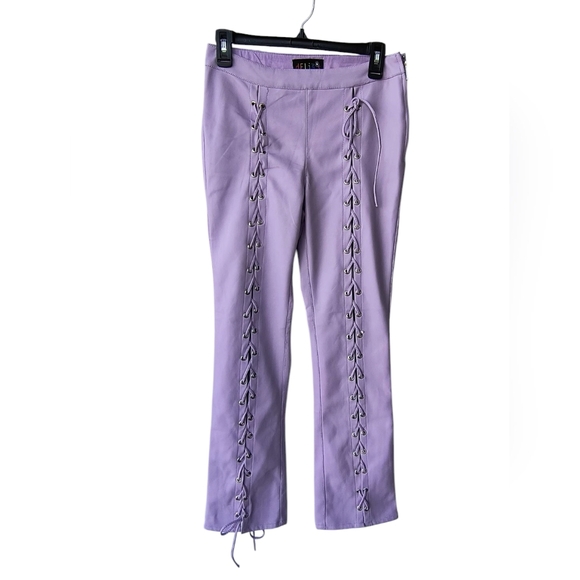 Delia's Dollskill Can't Be Outshined Vegan Leather High Waisted Lace-Up Pants, S - Picture 1 of 9